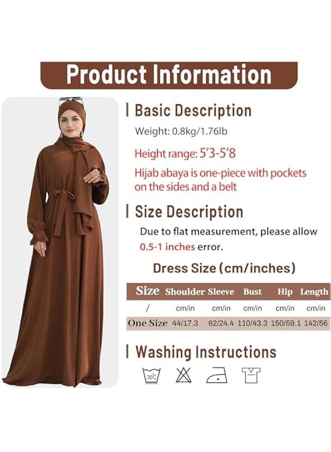 Arabest Women Muslim Dress Middle East Arabian Robe Islamic Modest Dress with Hijab Scarf Lace Sleeve Flowy Abaya Dress - Image 3