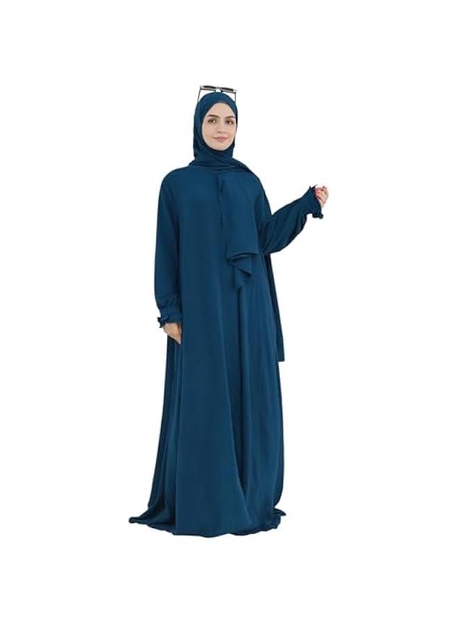 Arabest Women Muslim Dress Middle East Arabian Robe Islamic Modest Dress with Hijab Scarf Lace Sleeve Flowy Abaya Dress - Image 4