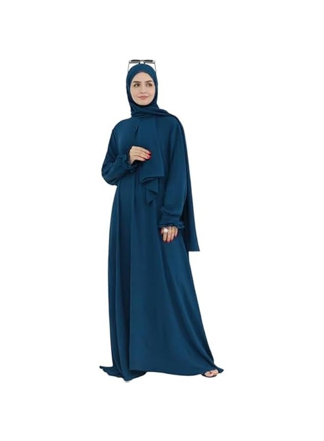 Arabest Women Muslim Dress Middle East Arabian Robe Islamic Modest Dress with Hijab Scarf Lace Sleeve Flowy Abaya Dress - Image 5