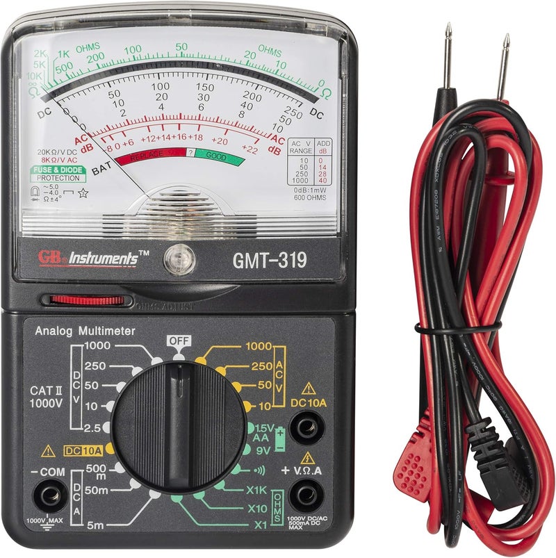 Gardner Bender GMT-319 Analog Multimeter Tester with 7 Functions and 19 Ranges, 1000V, Black - Image 2