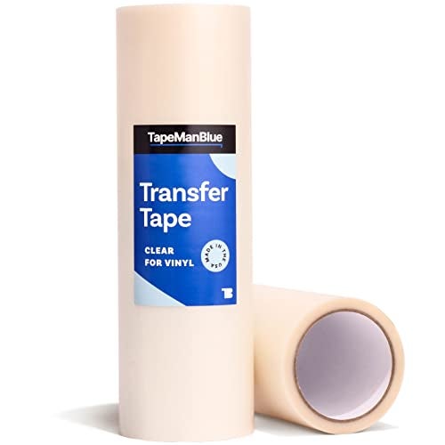 TapeManBlue Clear Transfer Tape for Vinyl - 12" x 100' Roll, Made in USA, Premium Vinyl Transfer Tape with Medium to High Tack Adhesive for Crafts, Decals & Letters - Image 1