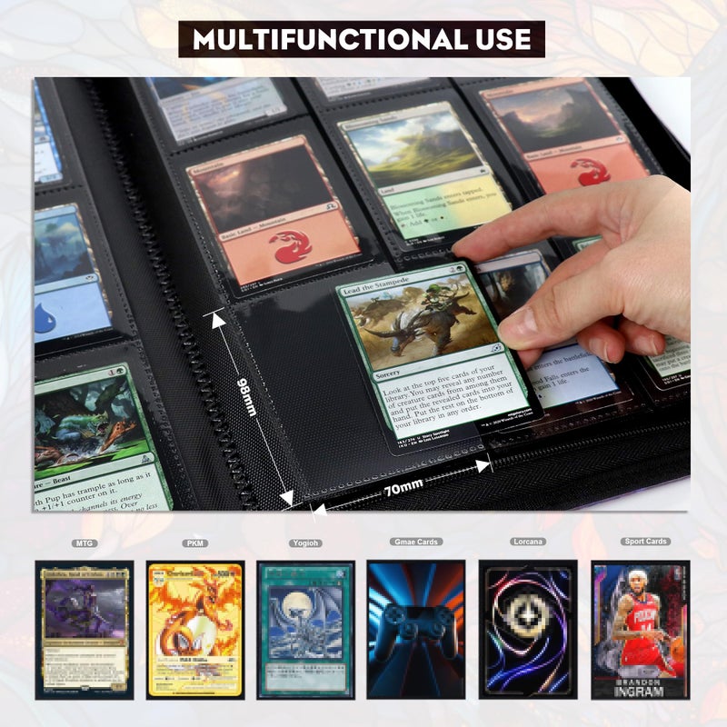 Katomula 360 Pockets Card Binder, MTG Card Binder, Double Sided Card Collection Album Folder with 20 Pages, Side-Loading Card Holder for MTG, TCG, Trading Card, Sports Cards-Mountain - Image 3