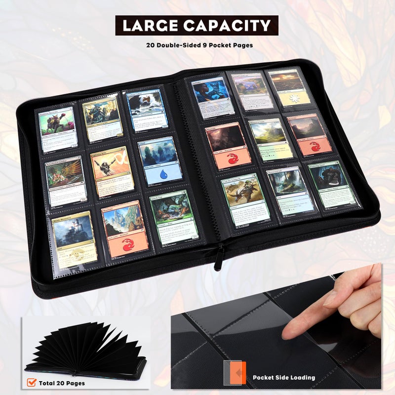 Katomula 360 Pockets Card Binder, MTG Card Binder, Double Sided Card Collection Album Folder with 20 Pages, Side-Loading Card Holder for MTG, TCG, Trading Card, Sports Cards-Mountain - Image 4