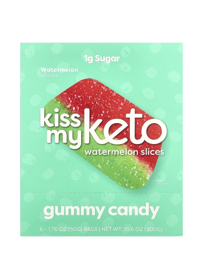 Kiss My Keto Kiss My Keto, Gummy Candy, Watermelon Slices, 6 Bags, 1.76 oz (50 g) Each  - Image 1