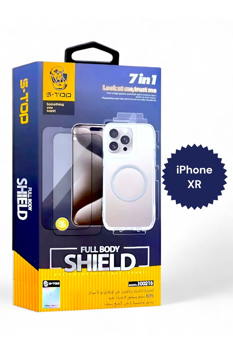 S-TOP Full protection package for iPhone XR, with a privacy screen protector and a case that supports wireless charging (MagSafe). Complete protection for your device against scratches and drops (7in1). The new and original package from S-TOP.