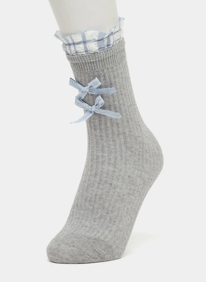 Styli Styli Bow Detail Crew Socks