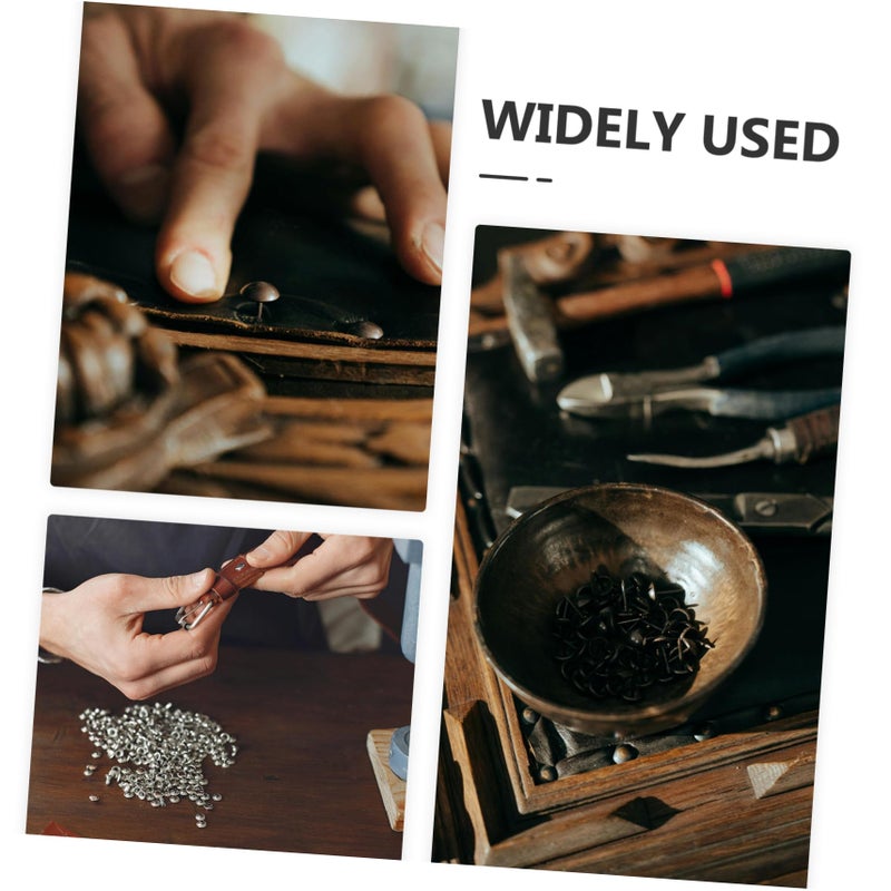DIY Leather Round Rivet Kit 50 Pieces Metal Spikes Black For Clothing Bags Belts - Image 5