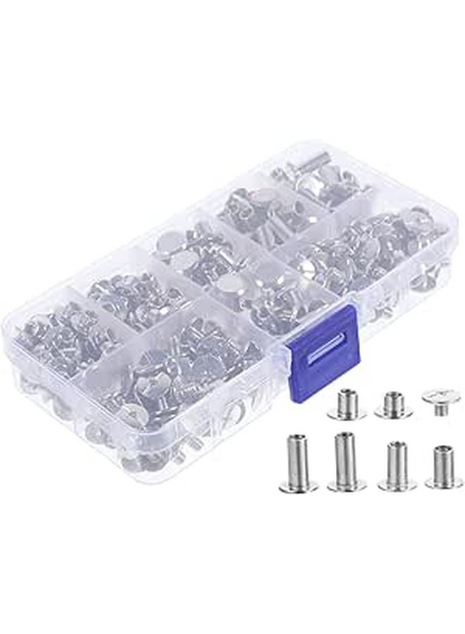 DIY Leather Round Rivet Kit 50 Pieces Metal Spikes Black For Clothing Bags Belts - Image 1