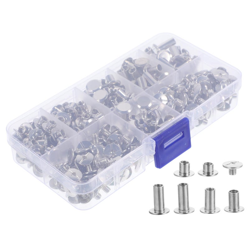 DIY Leather Round Rivet Kit 50 Pieces Metal Spikes Black For Clothing Bags Belts - Image 2