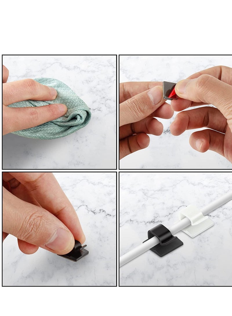 Excefore Cable Clips, Adhesive Cable Organizer Cord Holder Wire Clip Wire Management Self Adhesive Hooks Wire Holder for Office,Home 100 Pcs - Image 5