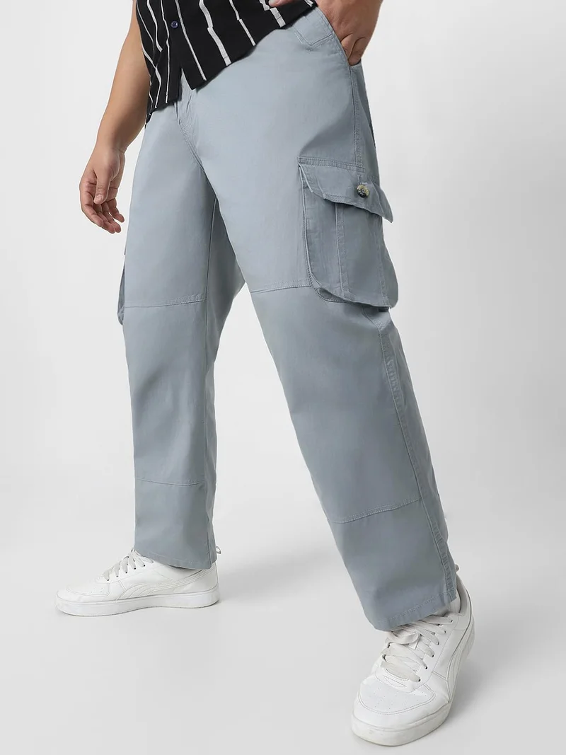 Urbano Fashion  Urbano Plus Men's Light Blue Regular Fit Solid Cargo Chino Pant with 6 Pockets for Men | Best Price UAE