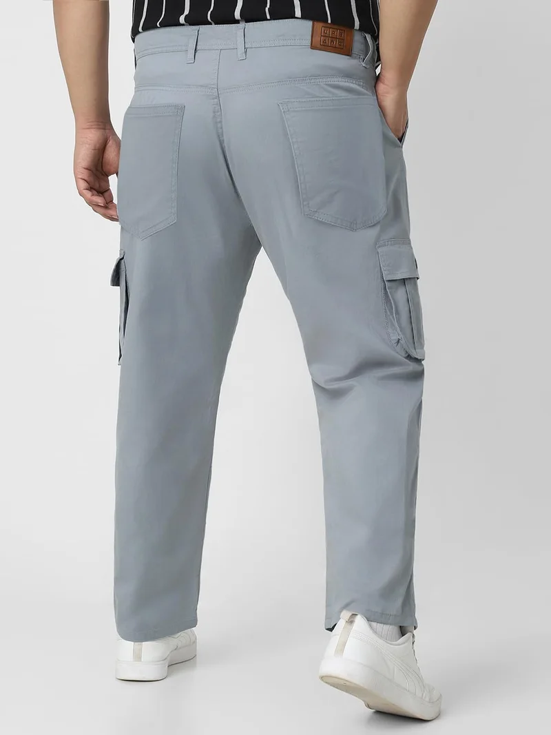 Urbano Fashion  Urbano Plus Men's Light Blue Regular Fit Solid Cargo Chino Pant with 6 Pockets for Men | Best Price UAE