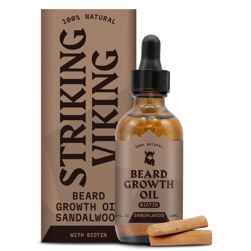 Striking Viking Striking Viking Biotin Sandalwood Beard Oil - Thickening & Conditioning Serum for Facial Hair Growth, 2 Fl Oz (Pack of 1)