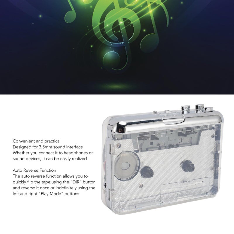 محول الكاسيت إلى MP3 مشغل كاسيت محمول مع مقبس 3.5 مم للمنزل والسفر - Image 4