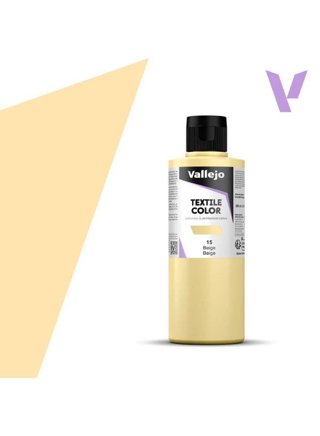Textile Fabric Paint Beige 15 – 200ml Bottle Matte Washable Finish For Miniature & Scale Models Artist Grade