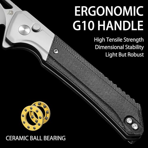 NedFoss ELF II Pocket Knife, 3.3" 14C28N Blade Button Lock EDC Knife with G10 Handle, Flipper Open, Reversible Deep Carry Pocket Clip, Lightweight Slim Utility Folding Knives for Men Women - Image 3