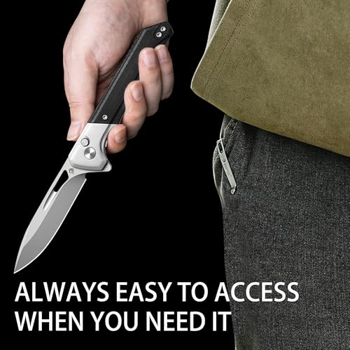 NedFoss ELF II Pocket Knife, 3.3" 14C28N Blade Button Lock EDC Knife with G10 Handle, Flipper Open, Reversible Deep Carry Pocket Clip, Lightweight Slim Utility Folding Knives for Men Women - Image 5
