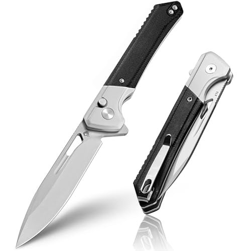NedFoss ELF II Pocket Knife, 3.3" 14C28N Blade Button Lock EDC Knife with G10 Handle, Flipper Open, Reversible Deep Carry Pocket Clip, Lightweight Slim Utility Folding Knives for Men Women - Image 1