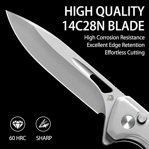NedFoss ELF II Pocket Knife, 3.3" 14C28N Blade Button Lock EDC Knife with G10 Handle, Flipper Open, Reversible Deep Carry Pocket Clip, Lightweight Slim Utility Folding Knives for Men Women - Image 2