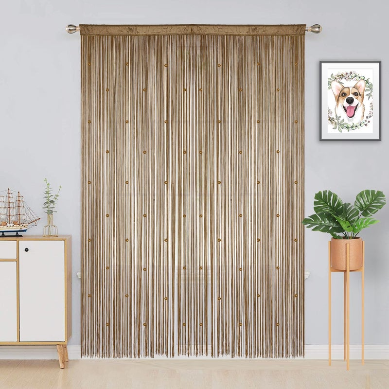 YIIBAII Beaded Curtain Beaded Curtains for Doorways Crystals Suitable for Interior Decoration and Partitions Hippy Closet Curtains (Brown, 39"x79") - Image 3