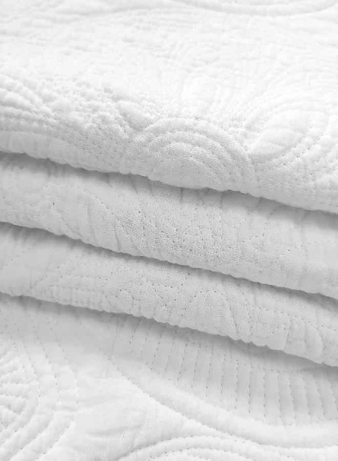 Brandream Brandream Luxury White Quilt Bedding Set 3 Piece Oversized Bedspread Quilt Set Queen Size  - Image 3