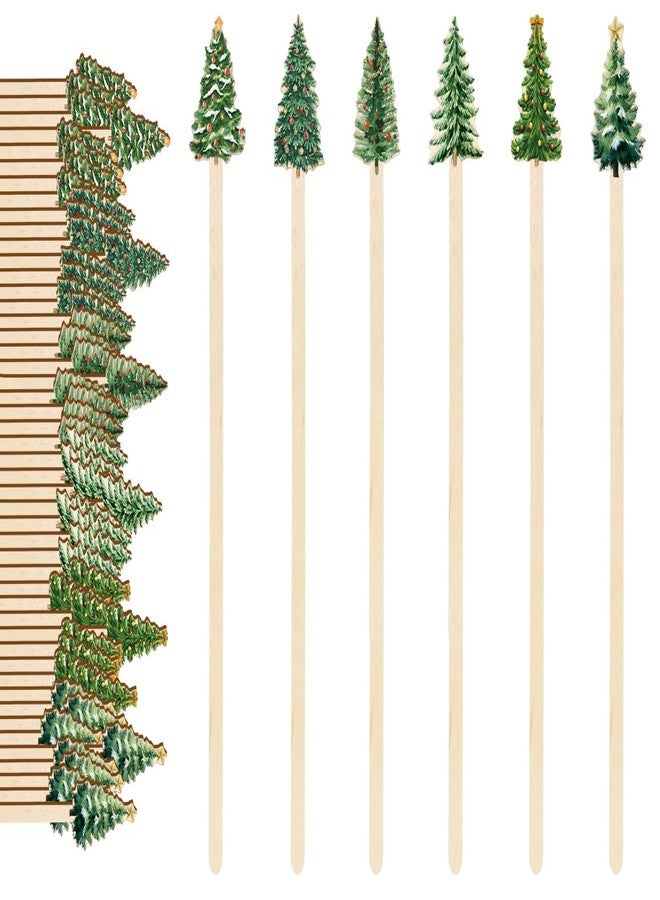JarThenaAMCS مجموعة جارثينا إيه إم سي إس المكونة من 120 قطعة من أعواد تقليب القهوة للاستخدام مرة واحدة، بتصميم شجرة عيد الميلاد المائية، مصنوعة من الخشب، مثالية لتقليب المشروبات الساخنة والشوكولاتة والميلك شيك، مناسبة للمطاعم والمنازل والمكاتب. - Image 1
