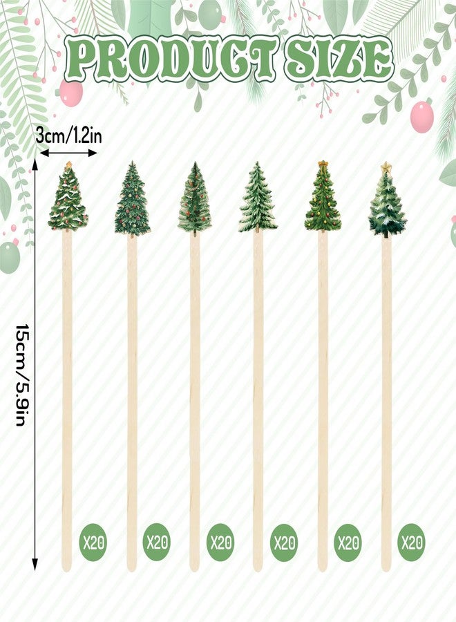JarThenaAMCS مجموعة جارثينا إيه إم سي إس المكونة من 120 قطعة من أعواد تقليب القهوة للاستخدام مرة واحدة، بتصميم شجرة عيد الميلاد المائية، مصنوعة من الخشب، مثالية لتقليب المشروبات الساخنة والشوكولاتة والميلك شيك، مناسبة للمطاعم والمنازل والمكاتب. - Image 2