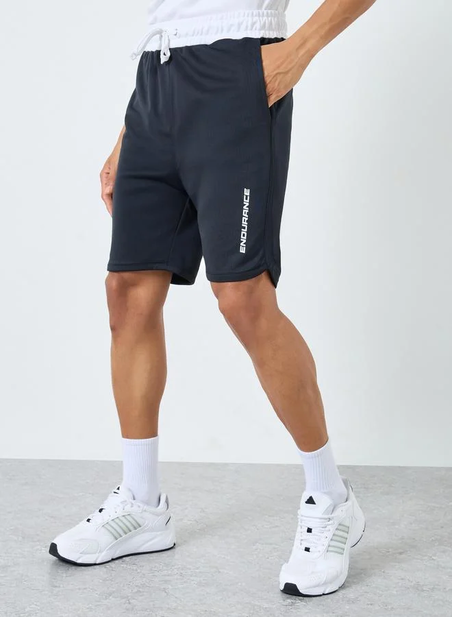 Contrast Waistband Workout Shorts