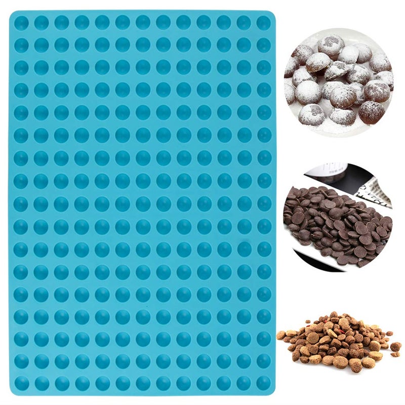 Webake Mini Round Silicone Molds Semi Sphere Gummy Candy Chocolate Chip Molds Baking Mat Cooking Sheet For Pets Dog Treat Pan Small Dot Cake Decoration 221 Cavity Blue06 Inch