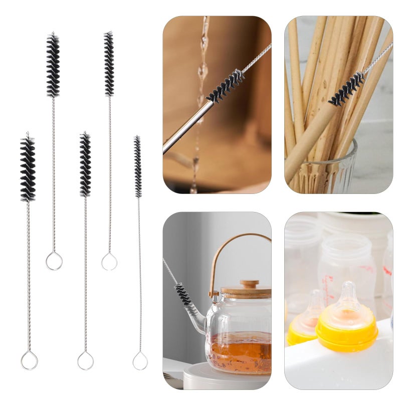 Antrader 15Pcs 4 Inch Nylon Tube Brushes Set Straw Straw Brush Kit Carb Carburetor Cleaner Small Wire Brush Cleaning Brushes Clean Tools Black - Image 2