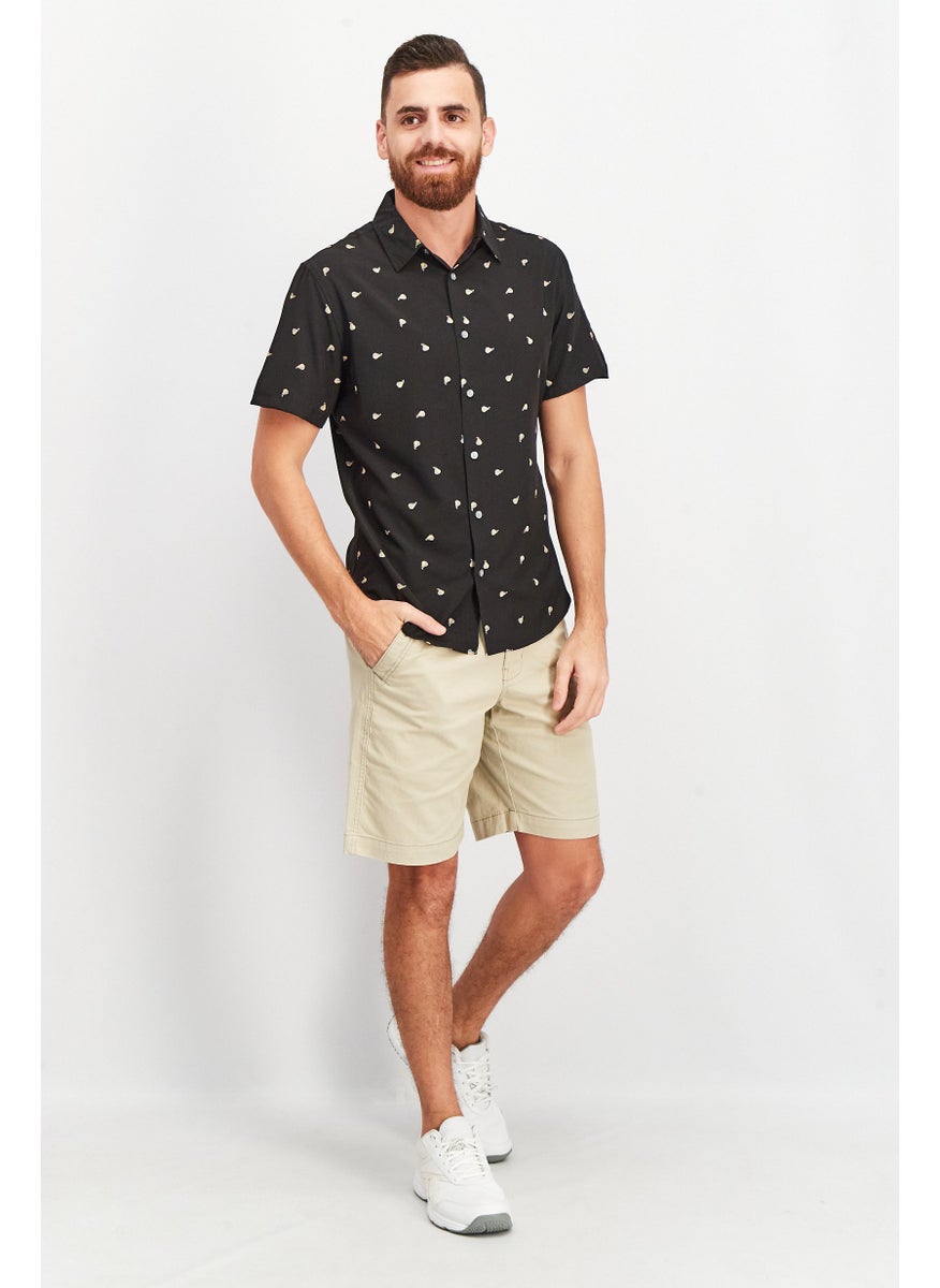 Jachs New York Men Regular Fit Allover Print Short Sleeves Casual Shirt, Black  - Image 4