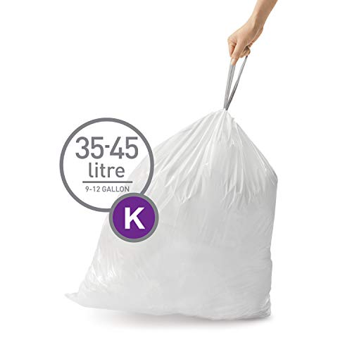 simplehuman Code K Custom Fit Drawstring Trash Bags in Dispenser Packs, 20 Count, 35-45 Liter / 9-12 Gallon, White - Image 5