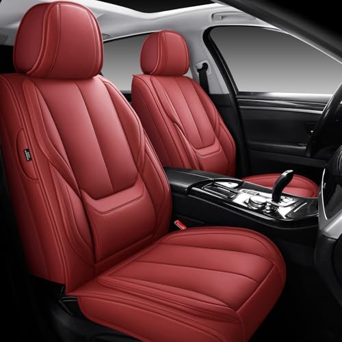 MINGBRON Leather Car Seat Covers,Car Seat Covers Full Set,Automotive Seat Covers 6 Seats,Fit for Most Cars SUV and Most Sedans Red - Image 4