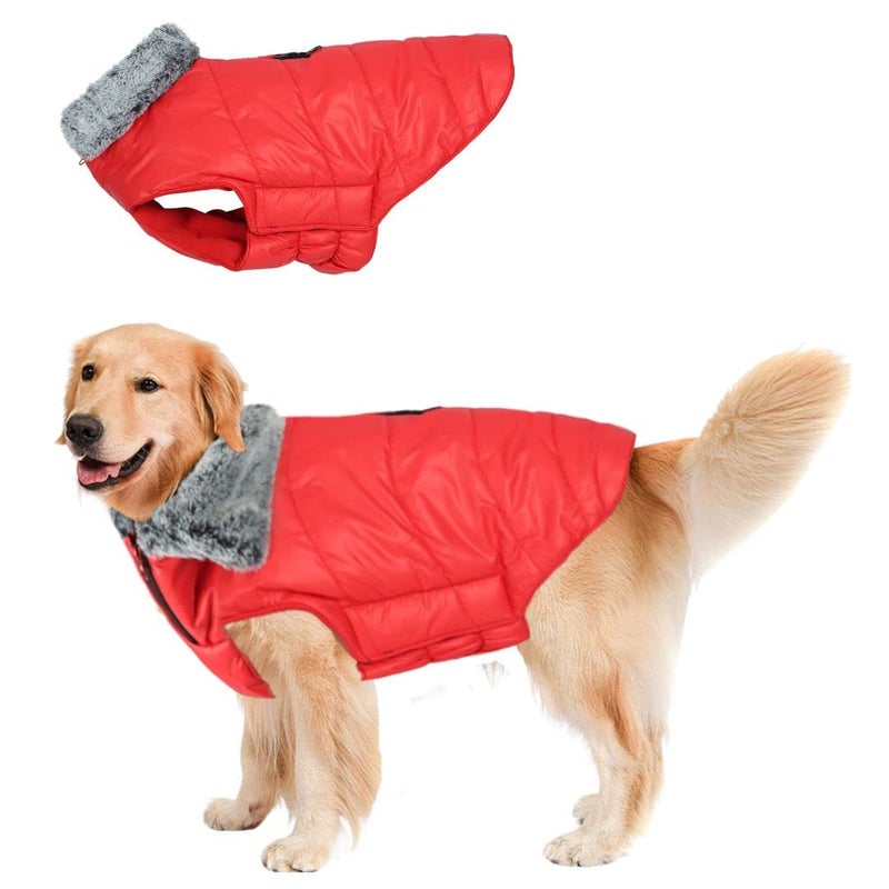 Western Era Windproof Dog Winter Fur Coat, Waterproof Dog Jacket, Warm Dog Vest, Cold Weather Pet Apparel with 2 Layers Fleece Lined for Small Medium Large Dogs (Red) (Large - 24 inch) - Image 1