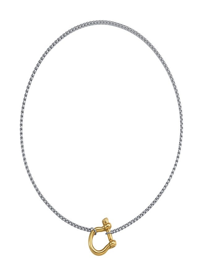 KURTCB Carabiner Necklace 14K Gold Plated Stainless Steel Statement Chunky Heavy Necklace for Women Men, 17.7inch, Stainless Steel, No Gemstone - Image 1