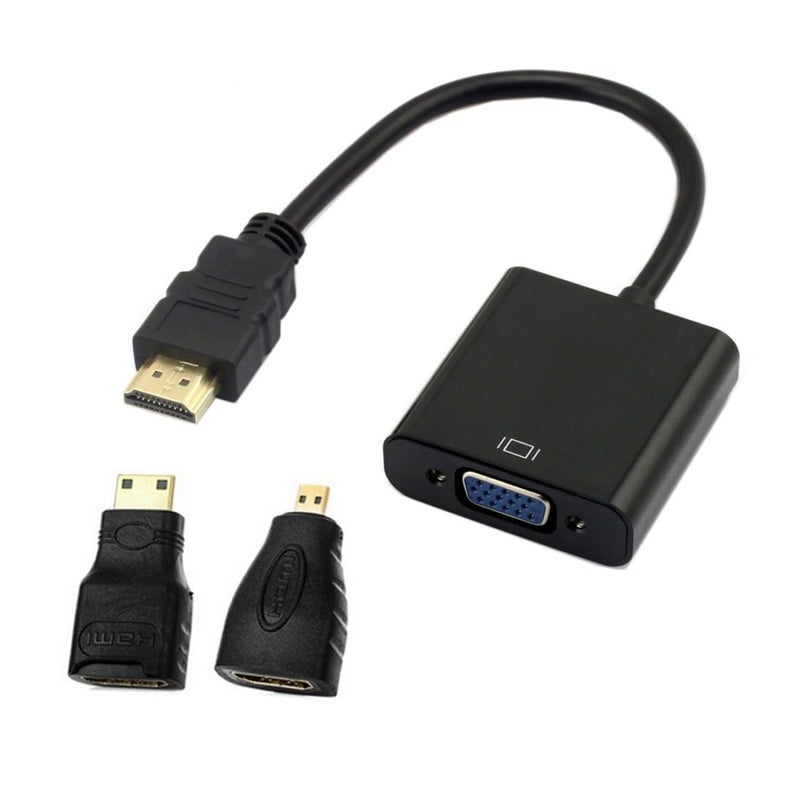 Chenyang HDMI to VGA Adapter, Gold-Plated HDMI Male to VGA Female Cable Adapter with Micro/Mini HDMI Converter for Computer, Desktop, Laptop, Monitor, Projector - Image 1