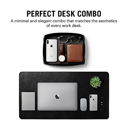 DailyObjects Combo Super Smooth Black Vegan Leather Reversible, Anti Slip, Water Resistent Turf Desk Mat | Vegan Leather Black Desk Tray Organiser - Set of 2 - Image 2