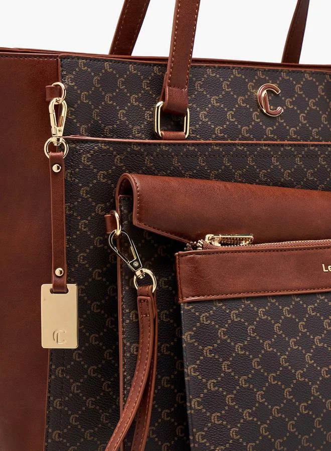 Le Confort  Women Monogram Print Tote Bag with Clutch and Pouch for Women | Best Price UAE