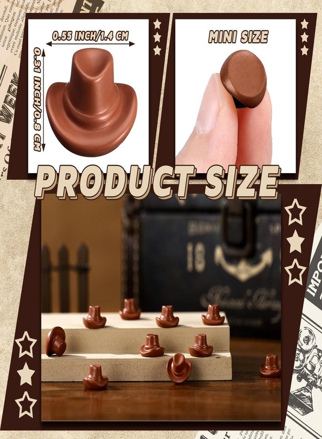 Vercraft 60 Pcs Mini Cowboy Boot Hat Figurine Mini Resin Cowgirl Cowboy Hat for Party Tiny Cowgirl Doll Hats Boot Texas Table Decor Cupcake Toppers Western Halloween Birthday Party Decor(Hat) - Image 2