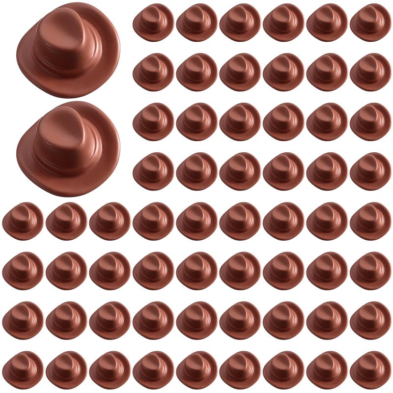 Vercraft 60 Pcs Mini Cowboy Boot Hat Figurine Mini Resin Cowgirl Cowboy Hat for Party Tiny Cowgirl Doll Hats Boot Texas Table Decor Cupcake Toppers Western Halloween Birthday Party Decor(Hat) - Image 1