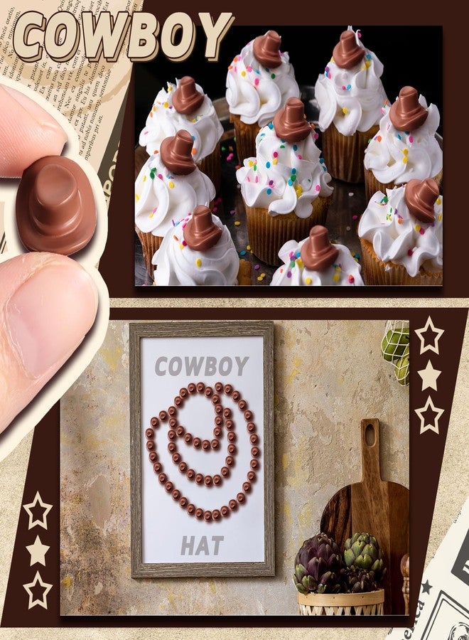 Vercraft 60 Pcs Mini Cowboy Boot Hat Figurine Mini Resin Cowgirl Cowboy Hat for Party Tiny Cowgirl Doll Hats Boot Texas Table Decor Cupcake Toppers Western Halloween Birthday Party Decor(Hat) - Image 5