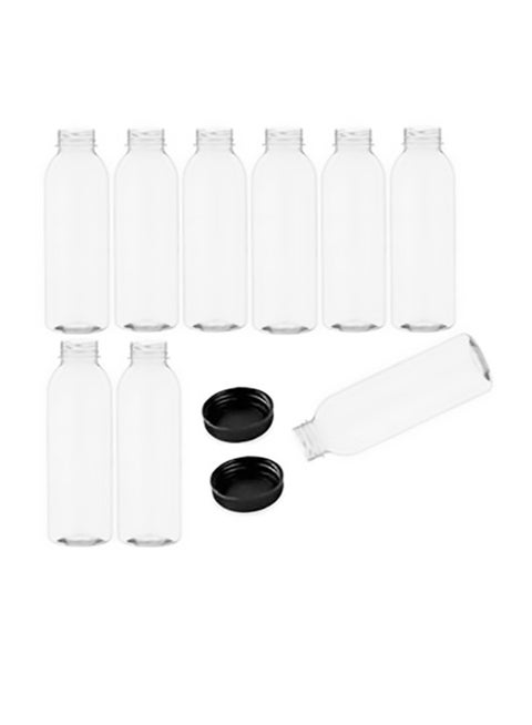 8pcs 100ml round Plastic Juice Bottles with Caps, Empty Clear Plastic Bottles Bulk with Black Tamper Evident Lids for Juicing, Smoothie and Other Drinks Beverage