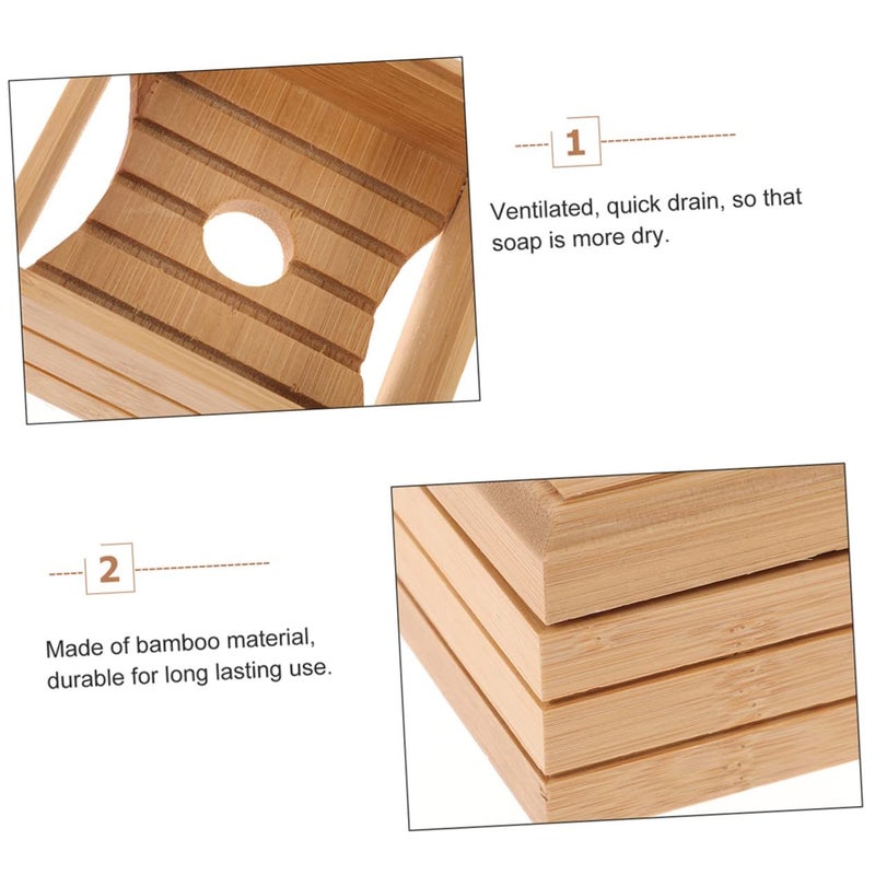 Bamboo Soap Dish With Lid And Drainer For Shower Bathroom Kitchen Countertop - Image 3