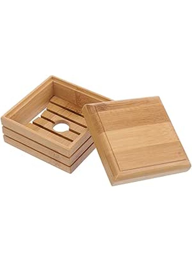 Bamboo Soap Dish With Lid And Drainer For Shower Bathroom Kitchen Countertop - Image 1