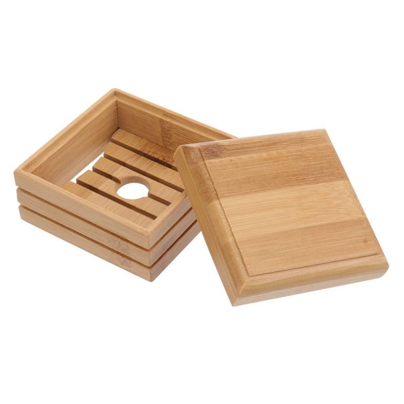Bamboo Soap Dish With Lid And Drainer For Shower Bathroom Kitchen Countertop - Image 2