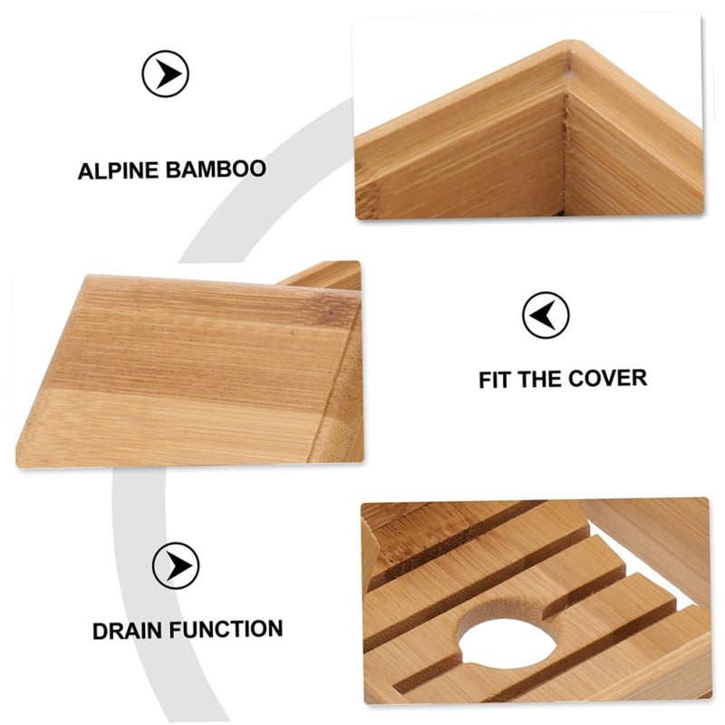 Bamboo Soap Dish With Lid And Drainer For Shower Bathroom Kitchen Countertop - Image 5