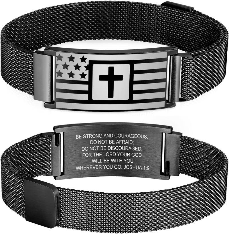 VNOX Personalized Religious Jewelry-Engraved Inspirational Christian Faith Bible Verse Quote Wristbands Elegant Link Bracelet Encouragement Gift,Cassic Watch Band Strap Design - Image 1