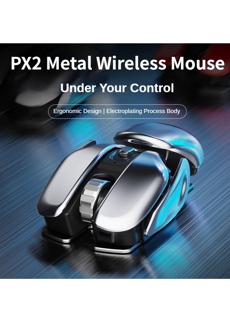 Wireless Metal Mouse, Waterproof Rechargeable Silent Mouse, Ergonomic Design Durable Gaming Mouse, Comfortable Grip Office Mouse With 6 Buttons For Computer Laptop, (1pc, Black) - Image 2