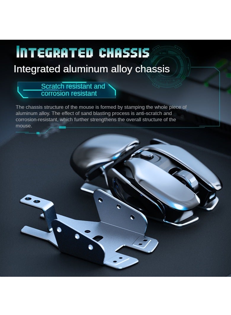 Wireless Metal Mouse, Waterproof Rechargeable Silent Mouse, Ergonomic Design Durable Gaming Mouse, Comfortable Grip Office Mouse With 6 Buttons For Computer Laptop, (1pc, Black) - Image 4