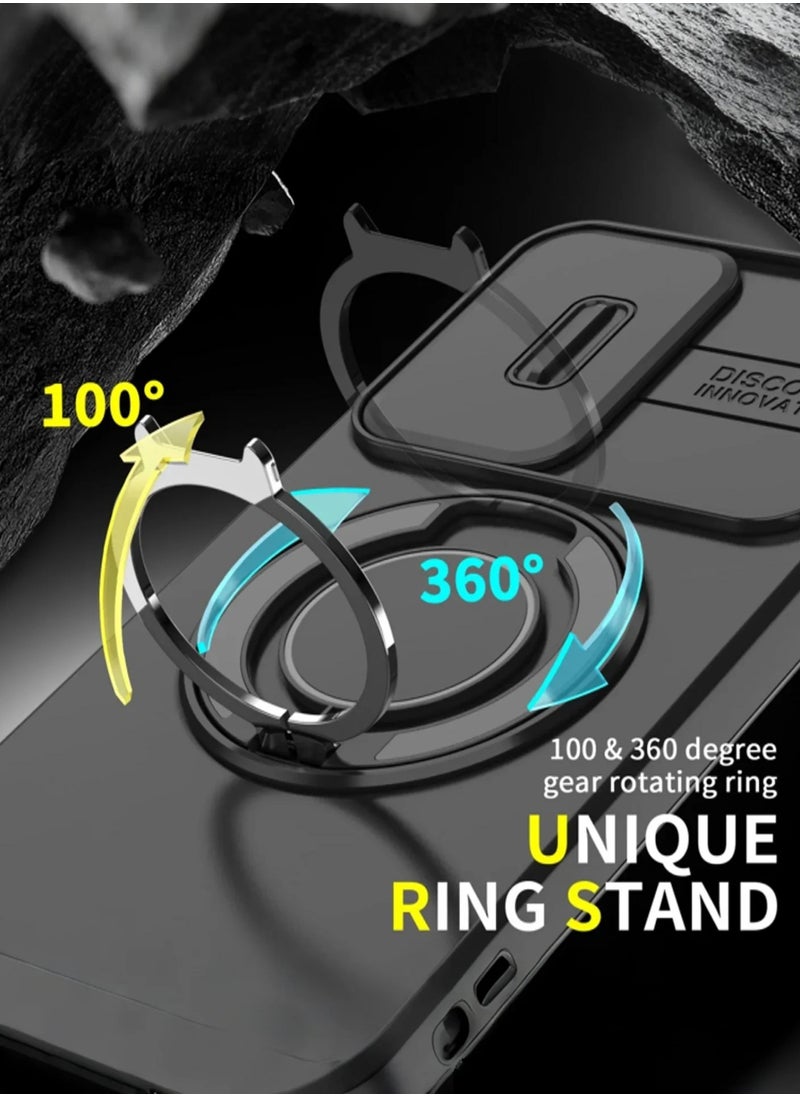 For Samsung Galaxy A16 Cover,Samsung A16 Case [360° Rotate Ring Stand] Heavy Duty Protective Shockproof Phone Case for Samsung A16 Cover-Black